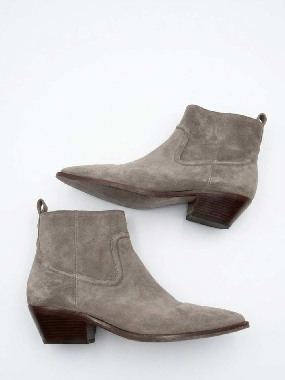 Veronica Beard Kinsley Gray Taupe Suede Ankle Boots 38
